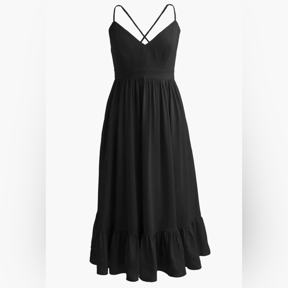 J. Crew Black Spaghetti Strap Ruffle Hem Dress - Size 000